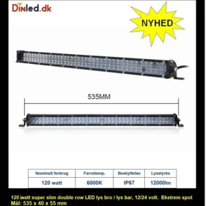 Super slim 60 - 120 - 180 watt 2 rækkers LED Lys bro / vivid bar - SPOT