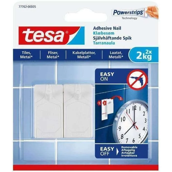 Tesa - Klæbekroge 2 Stk. Fliser - 2 Kg.