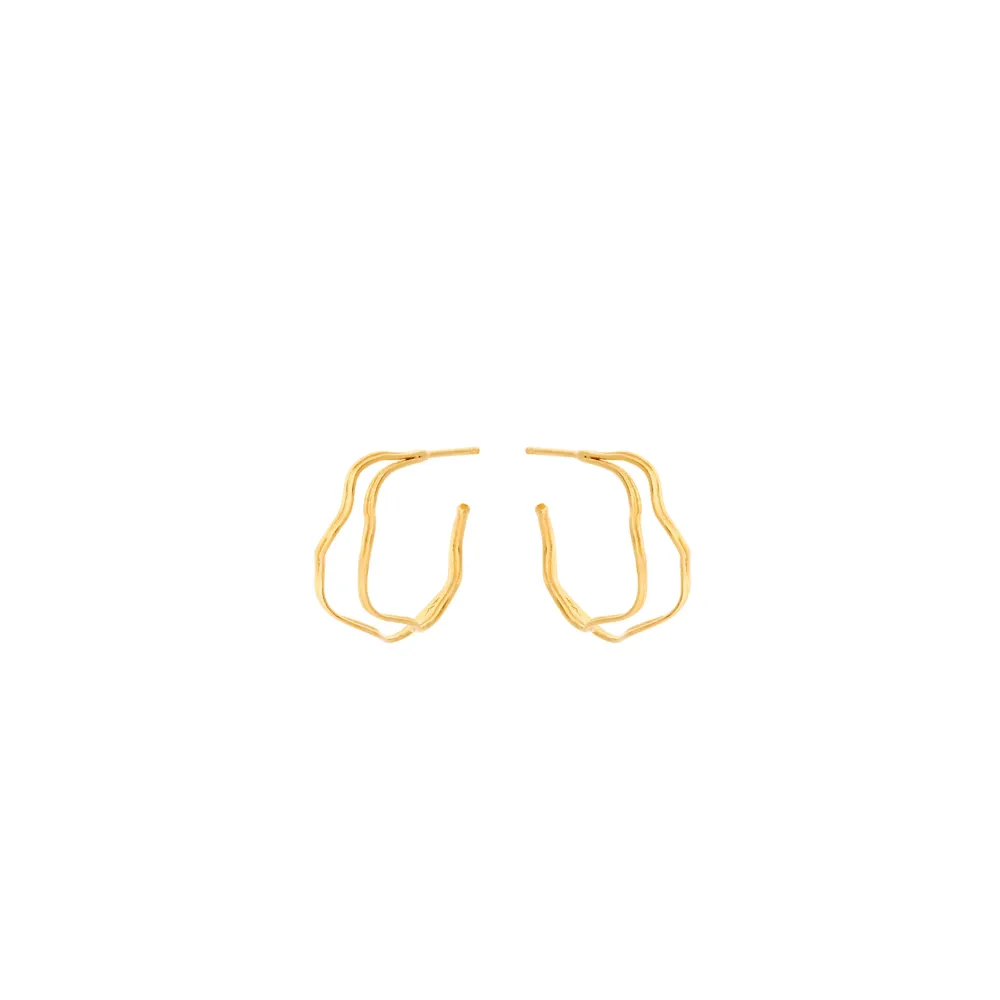 Tiny Double Wave Hoops - forgyldt - 9" Sunlight Readable