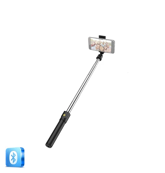 Universal 2-i-1 Trådløs Selfiestang M. BT Fjernbetjening - Charcoal