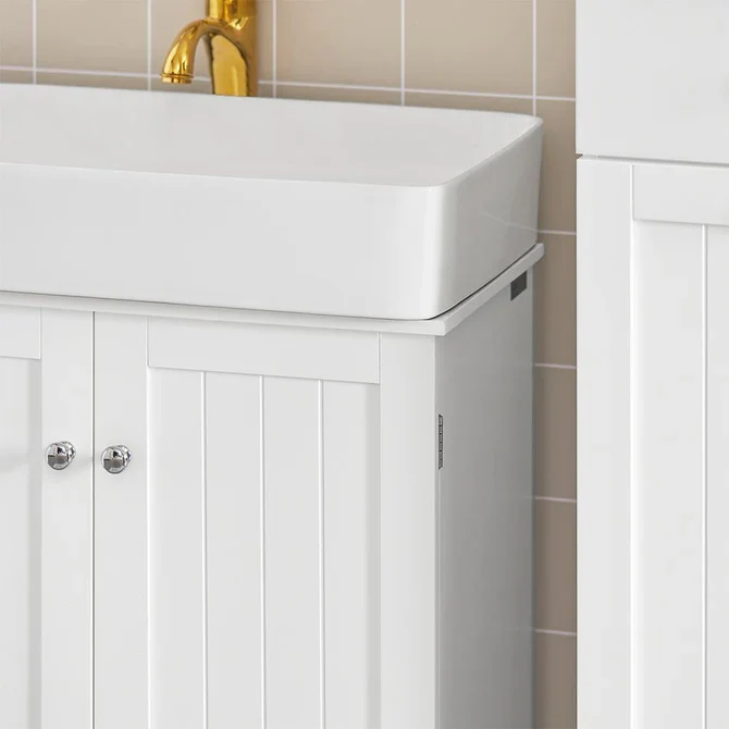 Vaskeskab / underskab til badeværelse med 2 døre, pearl