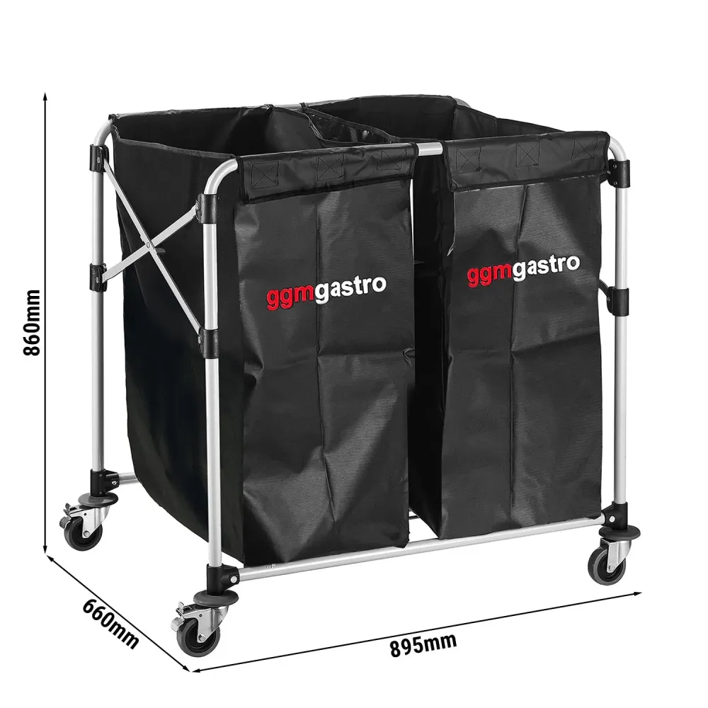 Vasketøjsvogn - 2x 150 Liter - aluminiumsramme