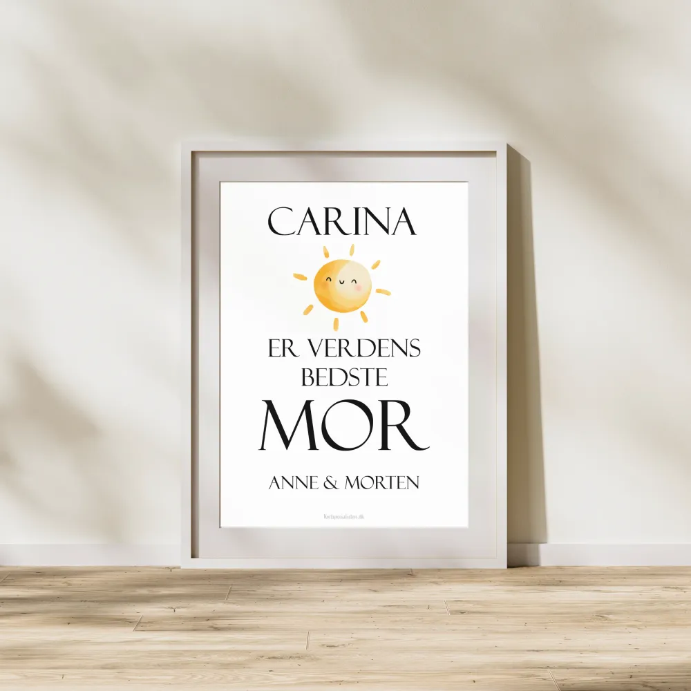Verdens Top Mor med Sol 2 - Personlig Plakat 500x700mm