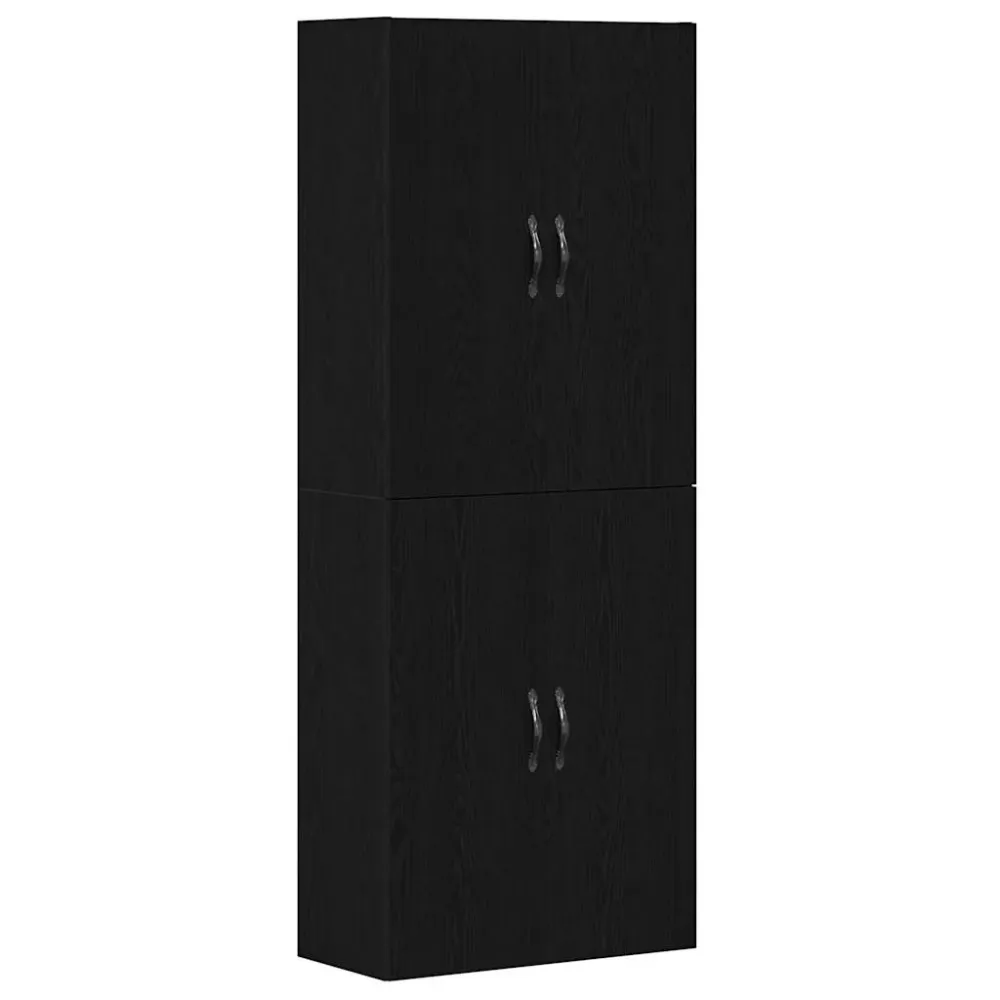 Vægskab 2 Dele Sort Eg 69.5 X 34 X 90 Cm Fremstillet Træ