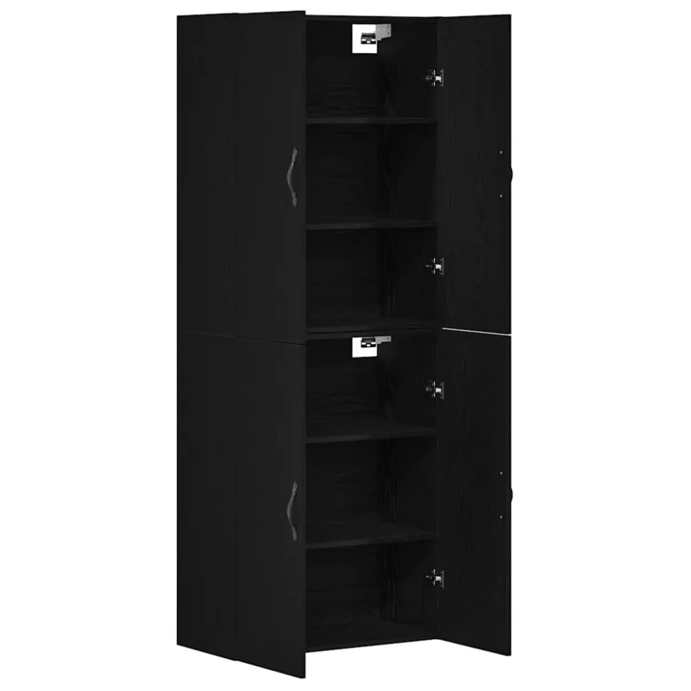 Vægskab 2 Dele Sort Eg 69.5 X 34 X 90 Cm Fremstillet Træ