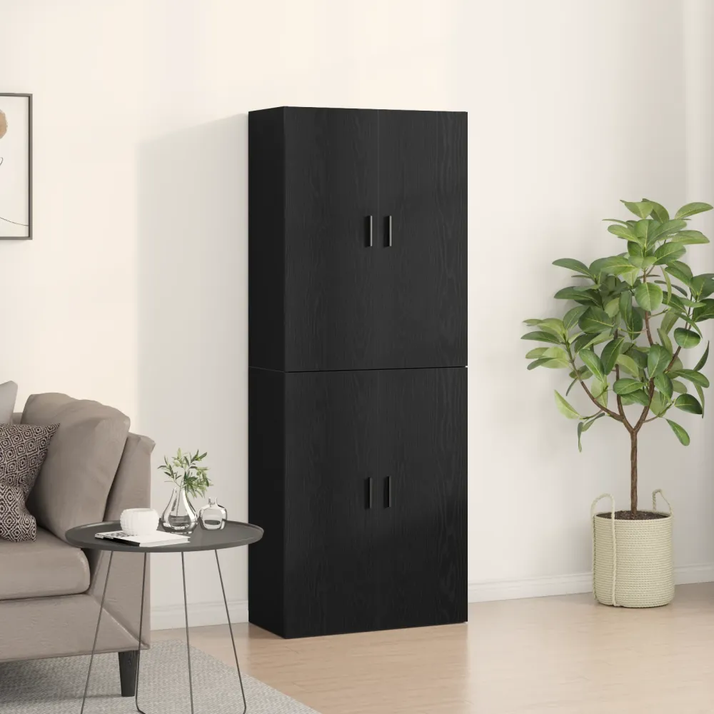 Vægskab 2 Dele Sort Eg 69.5 X 34 X 90 Cm Samlet Træ