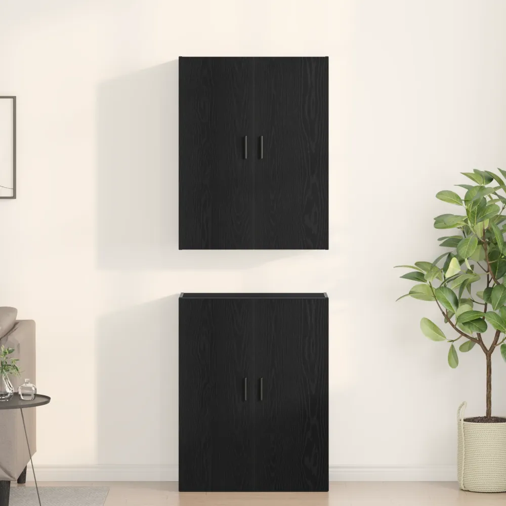 Vægskab 2 Dele Sort Eg 69.5 X 34 X 90 Cm Samlet Træ