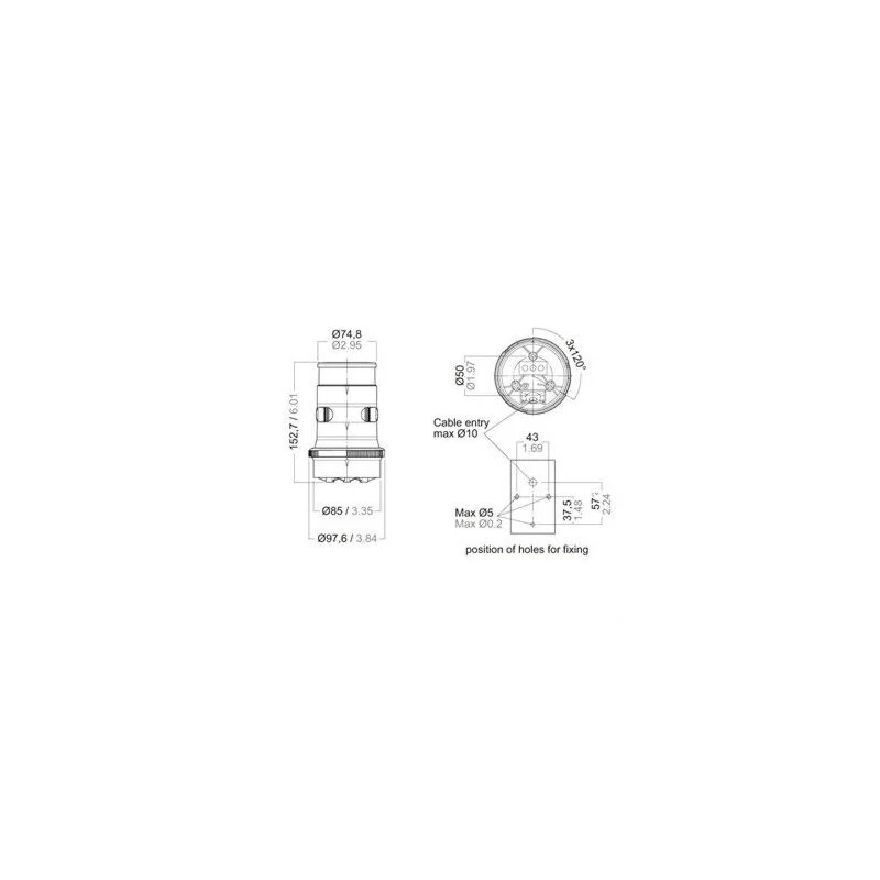 Aqua Signal, AS 34 Serie LED Kombineret Top- og Ankerlanterne, Hvidt hus, 12-24V, IP67