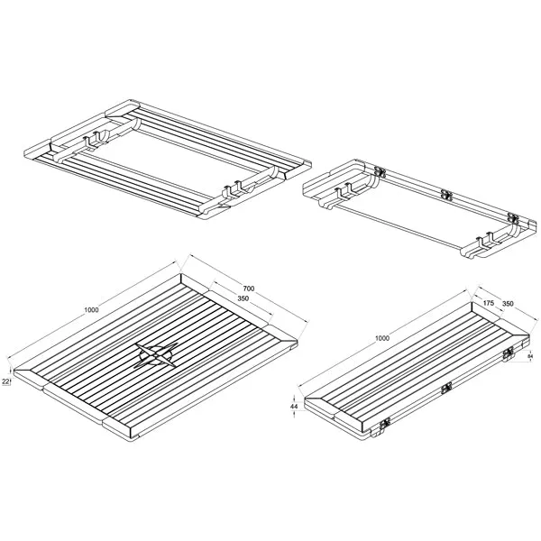 Foldbar teakbordplade L:100 x B:70/35 cm