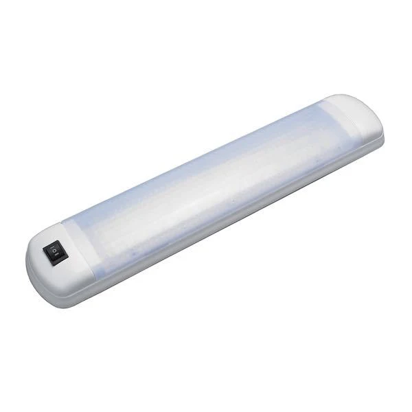 Led lys armatur hvid abs, 2 x 54 led varm, 12 & 24v