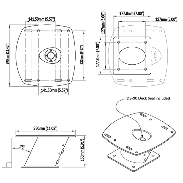 ScanStrut PowerTower til radar, sort 150mm/6"