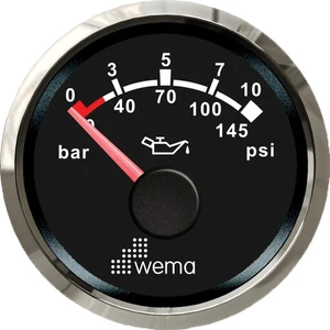 Wema Olie tryk instrument 10 bar NMEA2000 Sort RF