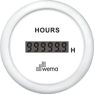Wema Timetæller LCD 12/24 Volt Hvidt