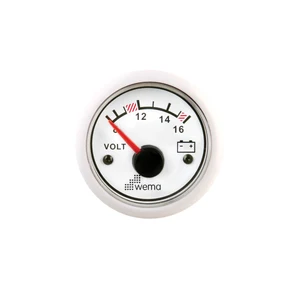 Wema Voltmeter 8-16 Volt DC Hvidt